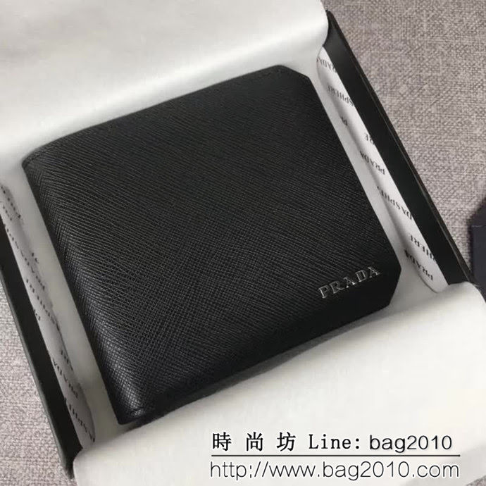 PRADA普拉達 官網同步 經典爆款 十字紋牛皮 男士短款錢夾 2M0513 DD1856